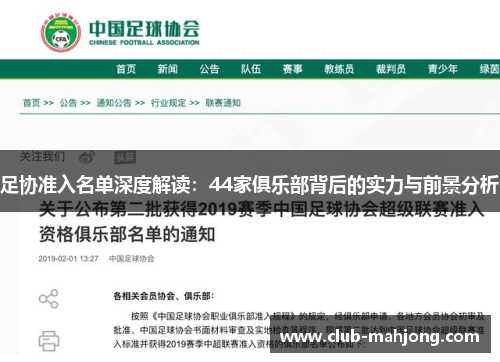 足协准入名单深度解读：44家俱乐部背后的实力与前景分析